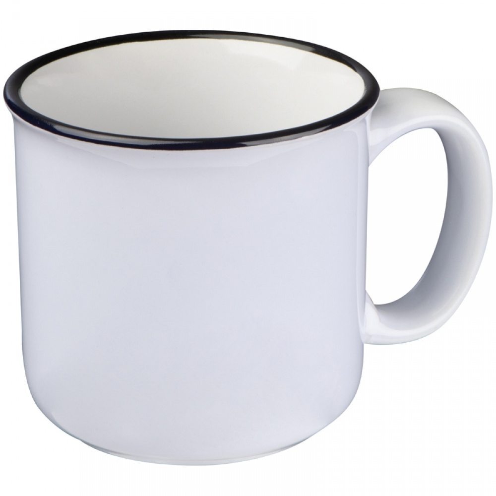 Logo trade corporate gifts image of: Ceramic cup with black rim, white