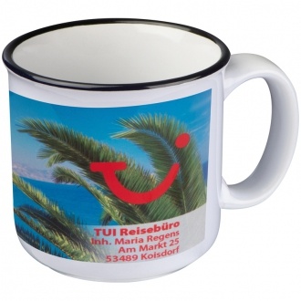 Logotrade promotional gift image of: Ceramic cup with black rim, white