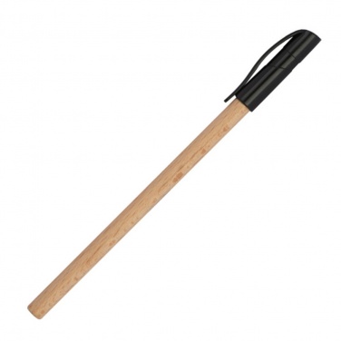 Logo trade promotional item photo of: Wooden ballpen with black plastic cap, Brown