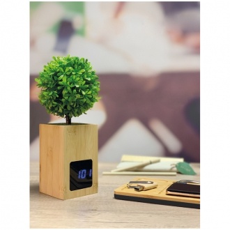 Logotrade promotional item image of: Bamboo desk clock, Beige