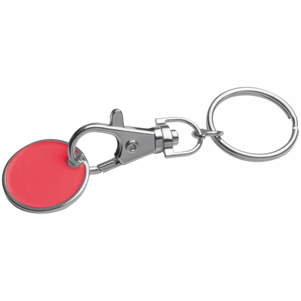 Logo trade promotional giveaways image of: Keyring with shopping coin, Red