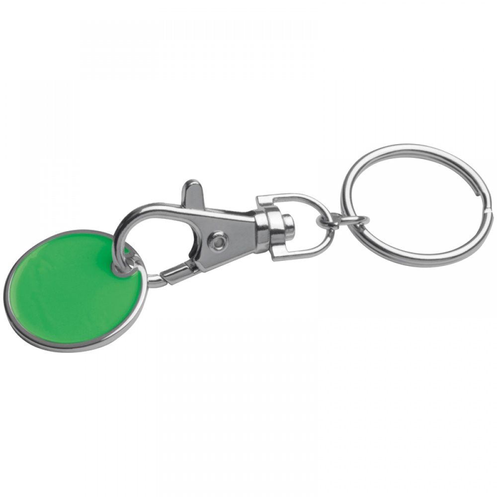 Logo trade advertising products picture of: Keyring with shopping coin, green