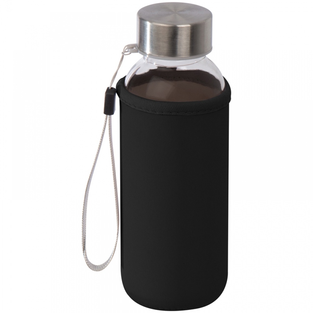 Logotrade promotional products photo of: Drinking bottle with neoprene sleeve, Black/White