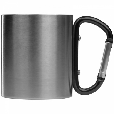 Logo trade promotional giveaways picture of: Metal mug with snap hook, black