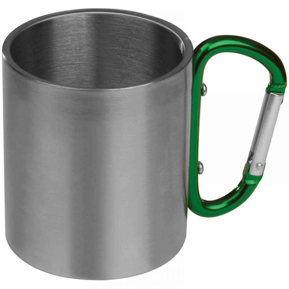 Logo trade promotional gift photo of: Metal mug with snap hook, green