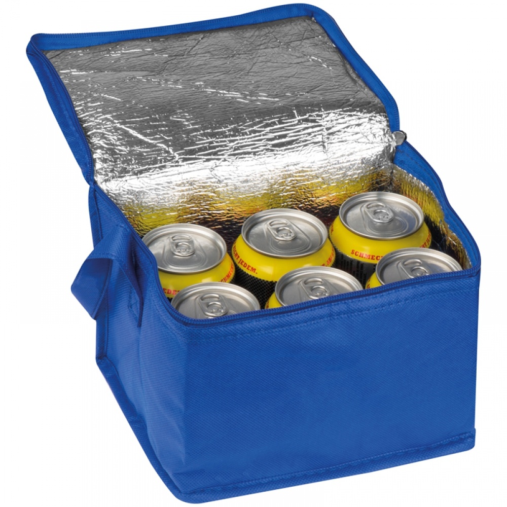 Logo trade promotional merchandise image of: Non-woven cooling bag - 6 cans, Blue