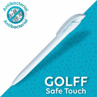Logo trade promotional items image of: Golff Safe Touch antibacterial ballpoint pen, green