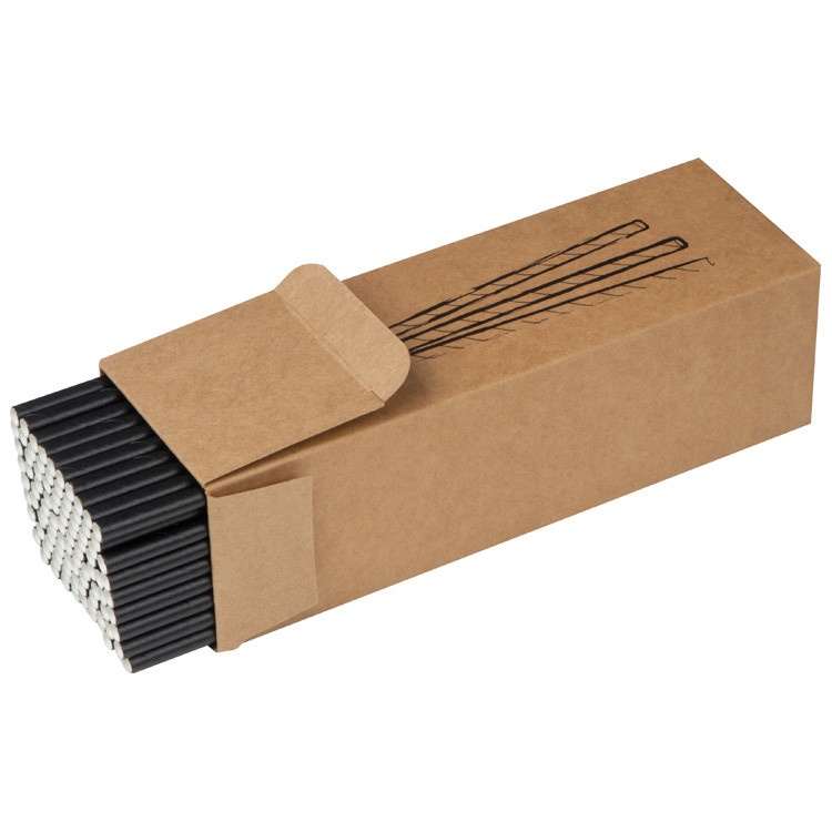 Logo trade promotional items image of: Set of 100 drink straws made of paper, black
