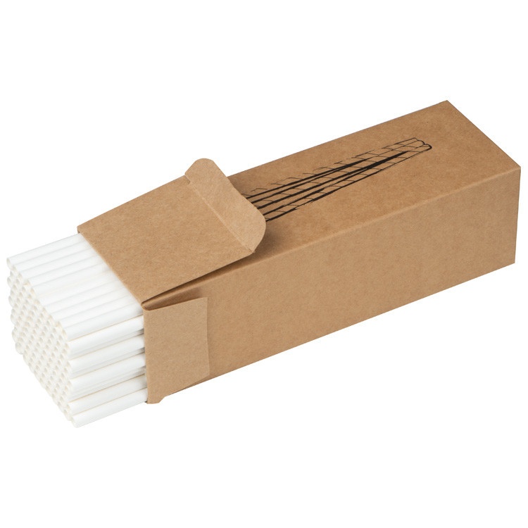 Logo trade promotional gifts picture of: Set of 100 drink straws made of paper, white
