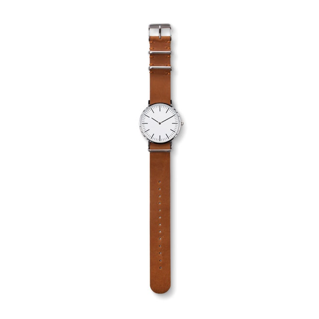 Logo trade promotional giveaway photo of: #3 Watch with genuine leather strap, brown