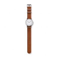 #3 Watch with genuine leather strap, brown