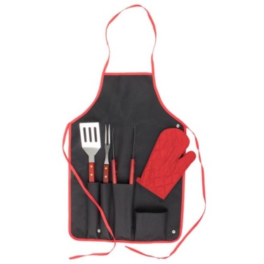 Logotrade advertising products photo of: Axon BBQ set - apron,  glove, accessories, red