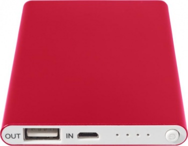 Logotrade promotional product picture of: Aluminium Power Bank Pep, 4000 mAh, red