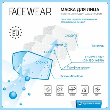Logo trade advertising products image of: Face mask with a filter, black