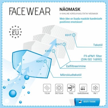 Logo trade promotional gifts picture of: Face mask with a filter, grey
