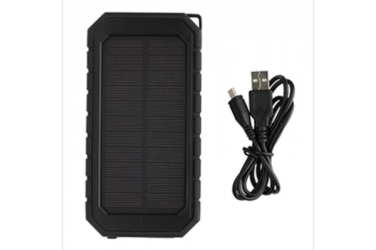 Logo trade promotional merchandise picture of: 10.000 mAh Solar Powerbank with 10W Wireless Charging, black
