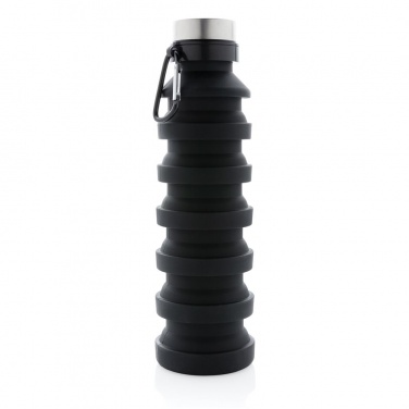 Logotrade advertising product picture of: Leakproof collapsible silicon bottle with lid, black