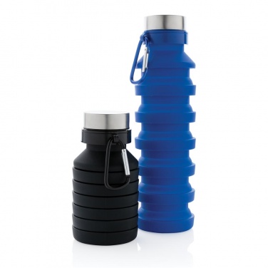 Logo trade promotional item photo of: Leakproof collapsible silicon bottle with lid, black