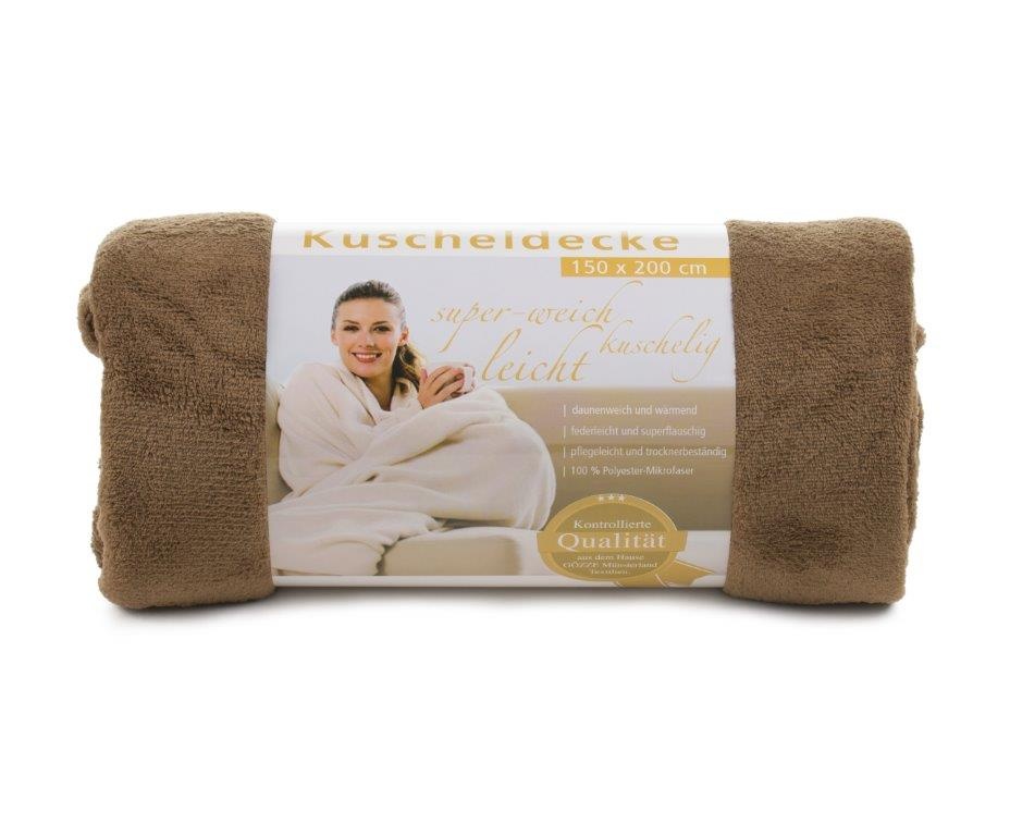 Logo trade promotional products image of: Fleece Blanket Panderoll, 150 x 200 cm, brown