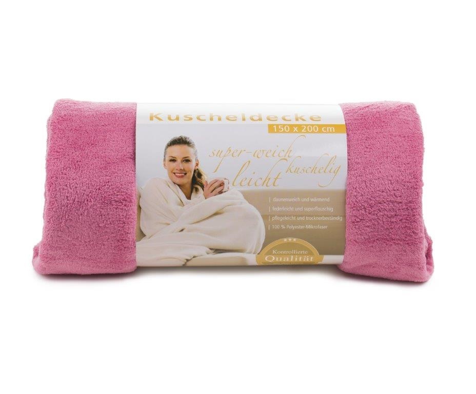 Logo trade promotional gifts picture of: Fleece Blanket Panderoll, 150 x 200 cm, pink
