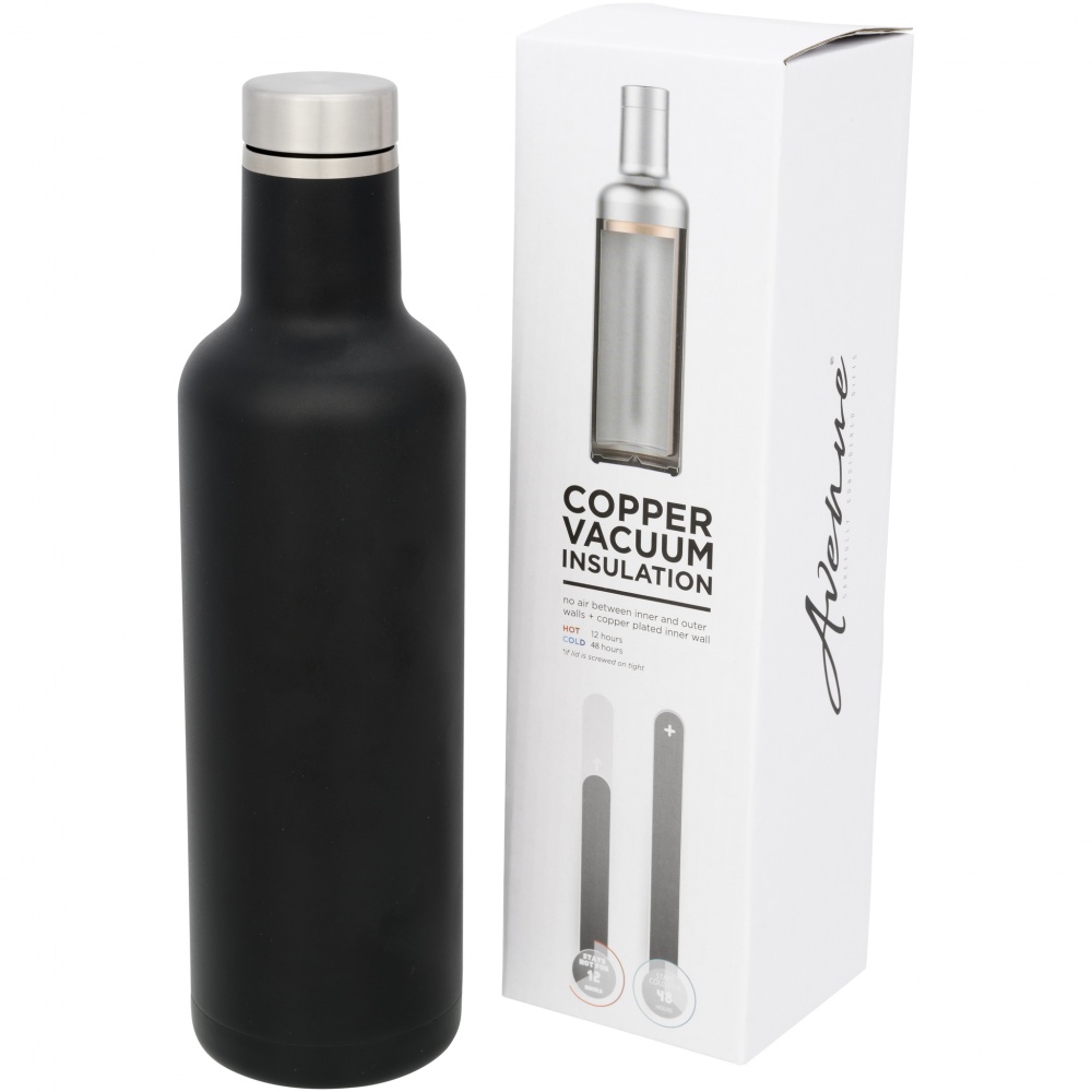 Logo trade promotional giveaways picture of: Pinto Copper Vacuum Insulated Drink Bottle, black