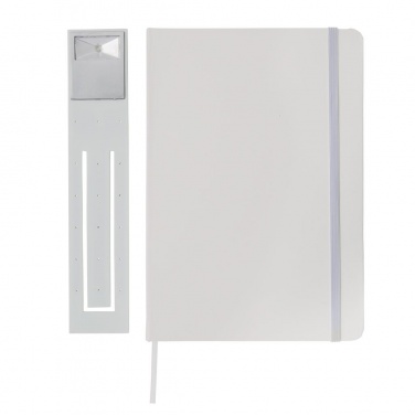 Logotrade promotional item picture of: A5 Notebook & LED bookmark, white