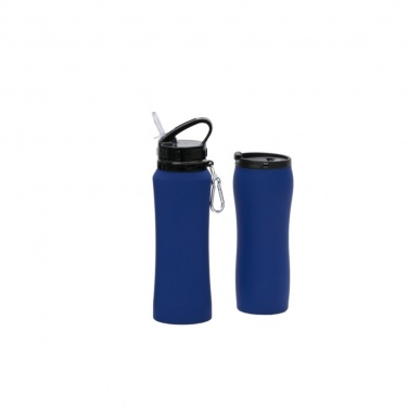 Logotrade promotional giveaway picture of: WATER BOTTLE & THERMAL MUG SET, navy blue