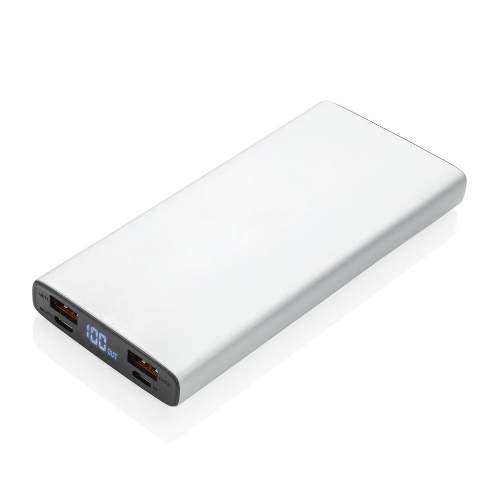 Logo trade promotional products image of: Aluminum 18W 10.000 mAh PD Powerbank, silver