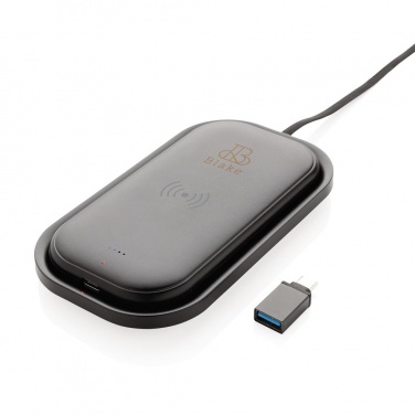 Logotrade promotional gift picture of: Wireless charging 5.000 mAh powerbank base, black