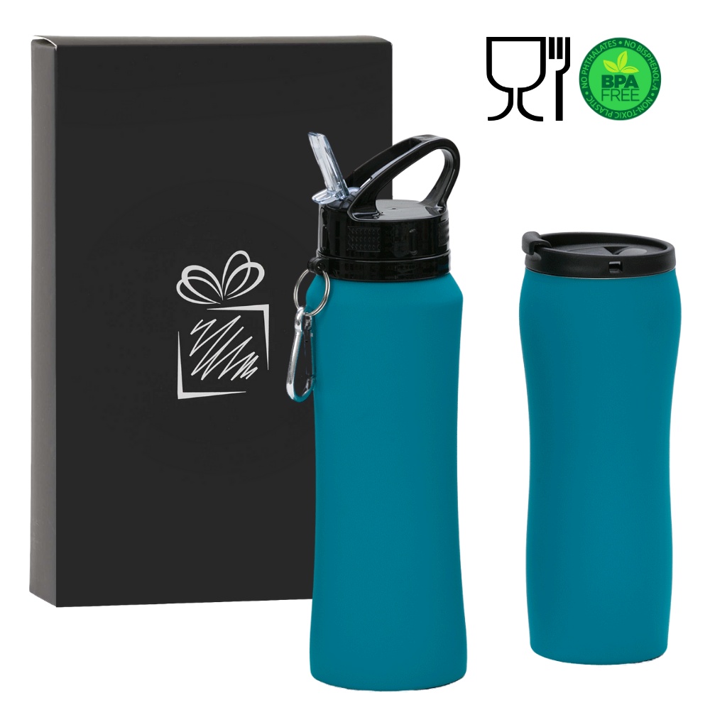 Logo trade promotional product photo of: WATER BOTTLE & THERMAL MUG SET in factory packaging