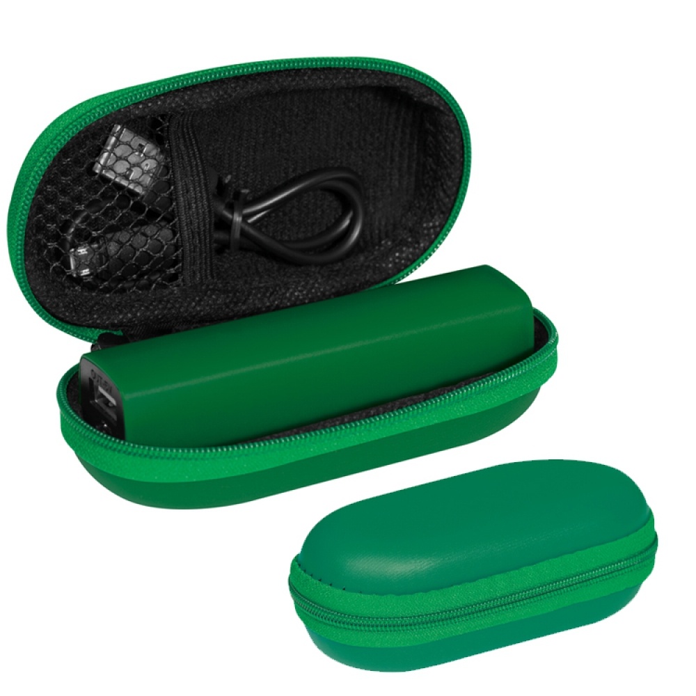 Logotrade promotional merchandise photo of: 2200 mAh Powerbank with case, Green