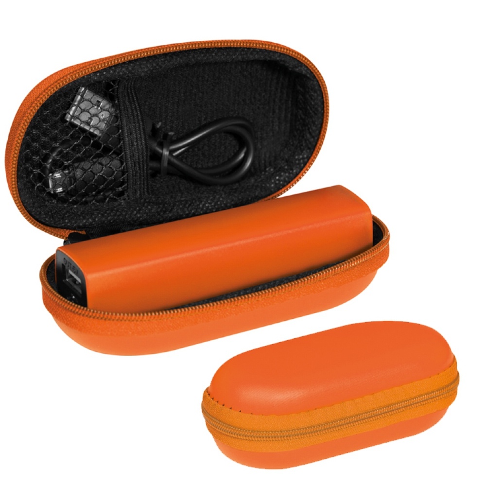 Logotrade promotional giveaway image of: 2200 mAh Powerbank with case, Orange