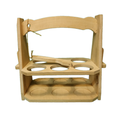 Logotrade corporate gift image of: Wooden 6 pack holder, beige