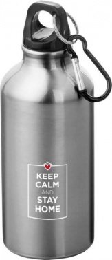 Logo trade advertising products image of: Oregon drinking bottle with carabiner, silver