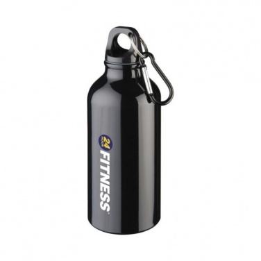 Logo trade advertising product photo of: Oregon drinking bottle with carabiner, black
