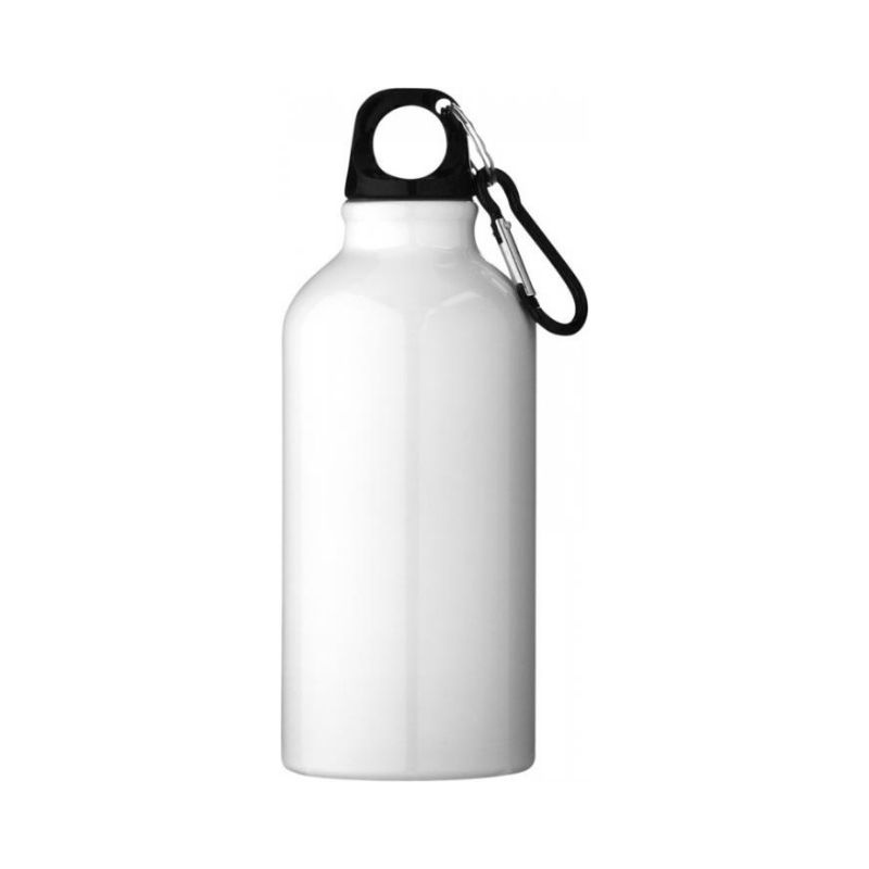 Logotrade promotional gift image of: Oregon drinking bottle with carabiner, white