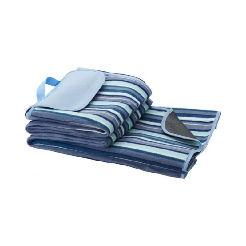 Logo trade promotional items image of: Riviera picnic blanket, white, blue