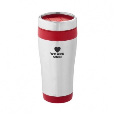 Elwood 410 ml insulated tumbler, silver, red with logo