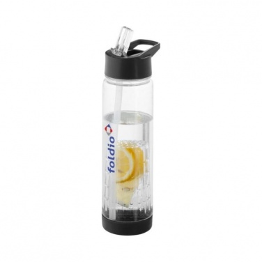 Tutti-frutti 740 ml Tritan™ infuser sport bottle, transparent, black with logo