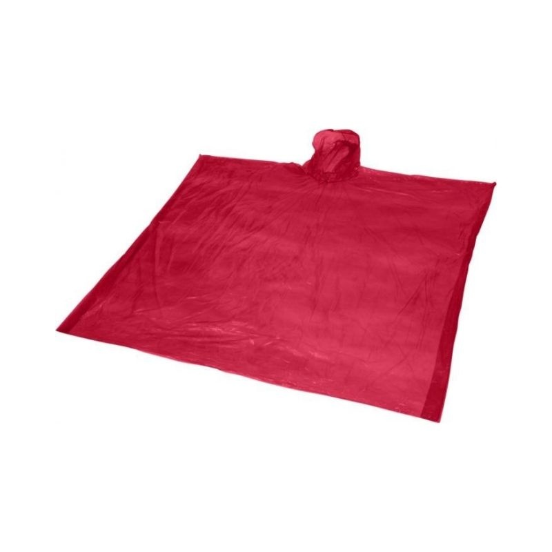Logo trade corporate gift photo of: Ziva disposable rain poncho, red