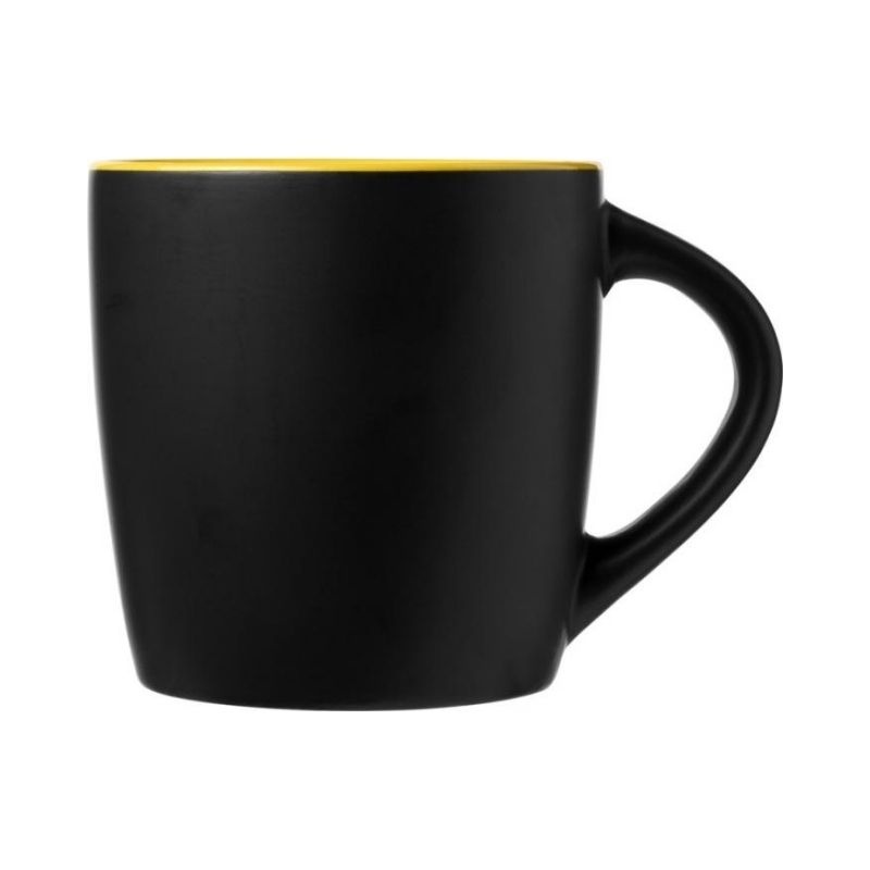 Logotrade promotional product image of: Riviera 340 ml ceramic mug, yellow/black