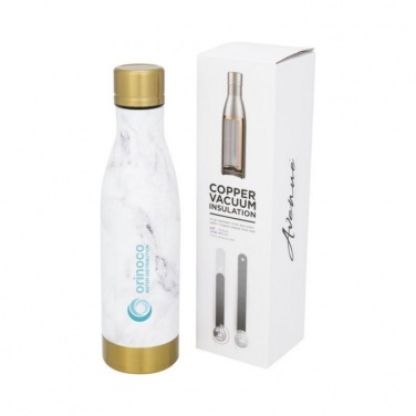 Logo trade promotional products picture of: Vasa Marble copper vacuum insulated bottle, white/gold