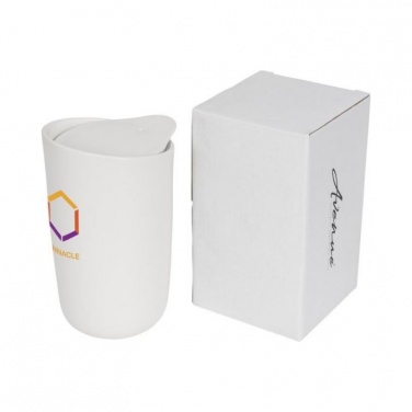 Logotrade business gift image of: Mysa 410 ml double wall ceramic tumbler, white
