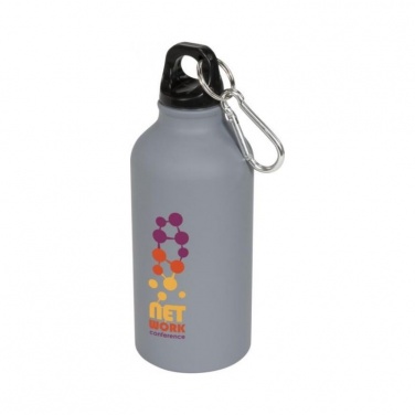 Logo trade promotional giveaways picture of: Oregon matte 400 ml sport bottle with carabiner, grey