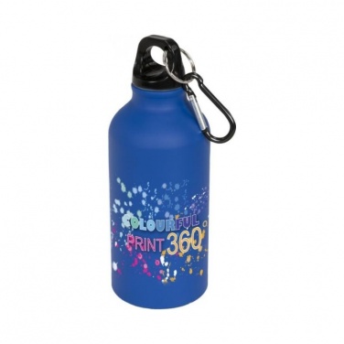 Logo trade business gifts image of: Oregon matte 400 ml sport bottle with carabiner, blue