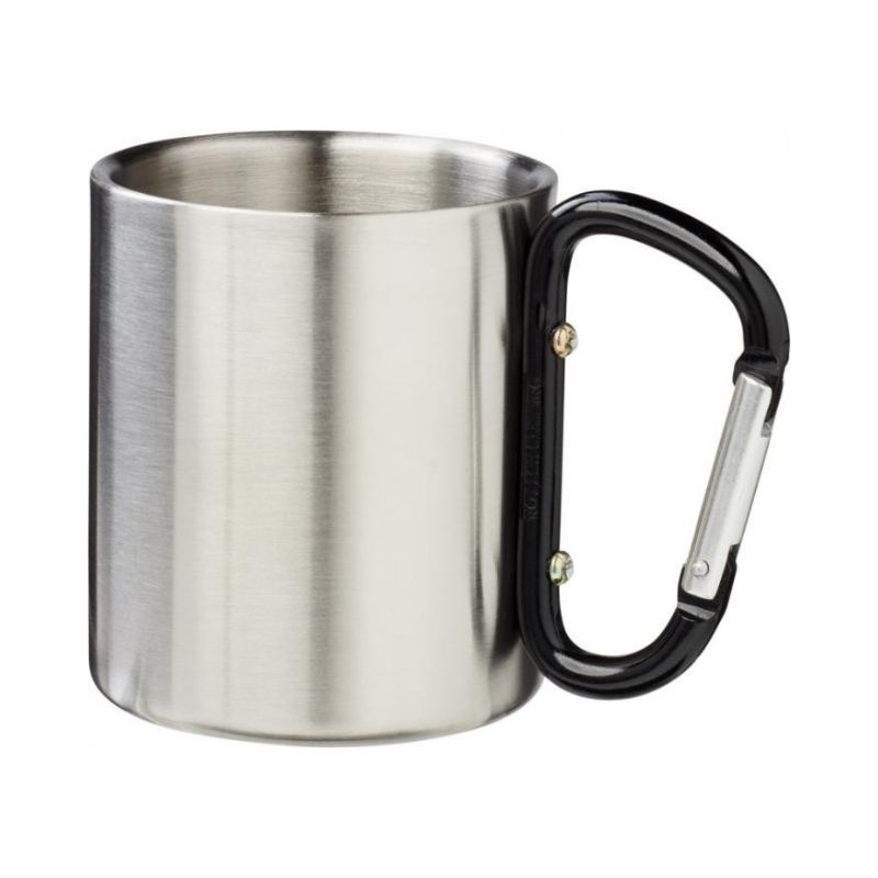 Logotrade promotional merchandise image of: Alps 200 ml vacuum insulated mug with carabiner, black