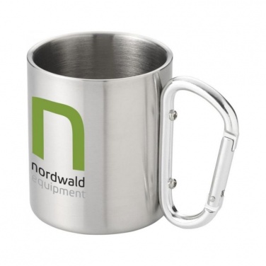 Logo trade business gift photo of: Alps isolating carabiner mug, silver