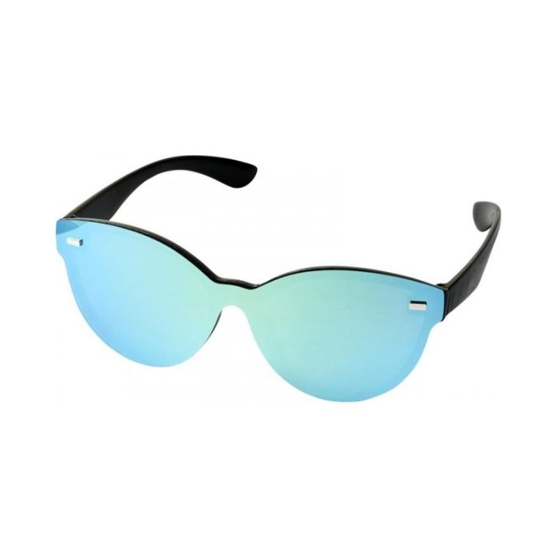 Logo trade promotional giveaways image of: Shield sunglasses with full mirrored lens, yellow