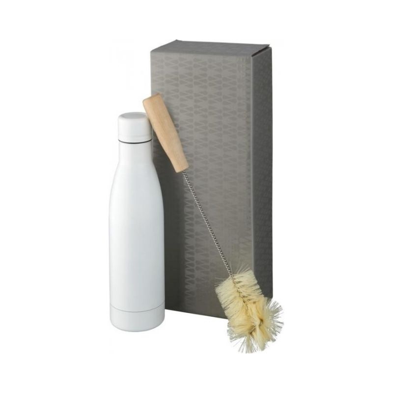 Logotrade business gift image of: Vasa copper vacuum insulated bottle with brush set, white