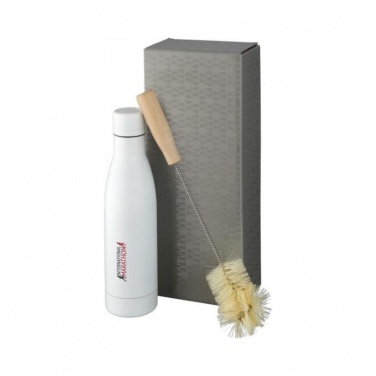 Logotrade corporate gift picture of: Vasa copper vacuum insulated bottle with brush set, white